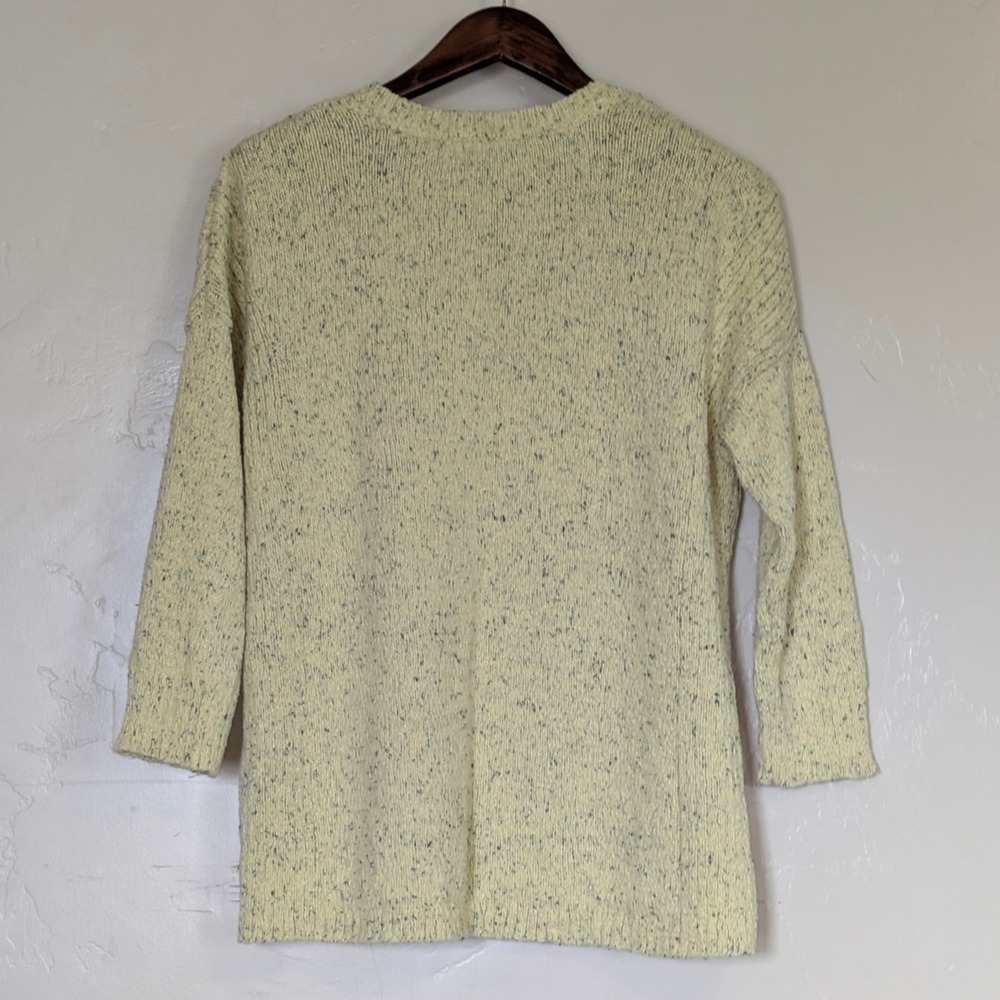 J. Jill Speckled Knit Sweater XS Yellow Short Sleeve Cotton Nylon Blend - Picture 2 of 7